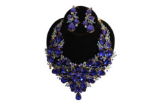 Dames sieraden set  blouw kleur ketting in oorbellen