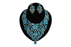 Dames sieraden set blouw ketting in oorbellen