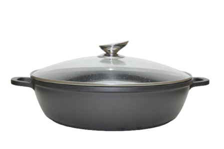 Honhay lage braadpan met glazen deksel 28cm - marmeren coating - inductie - Non-stick - anti aanbaklaag