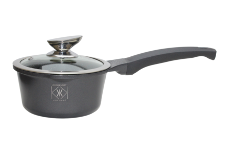 Kookkunst Holland 10 delige pannenset grijs met glazen deksel - inductie - antikleefpan - marmeren coating - anti-aanbaklaag en silicone koude handgrepen
