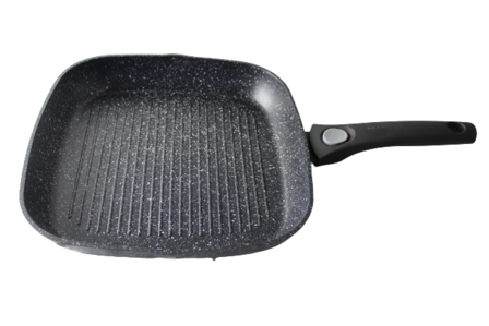 NeuMann grillpan vierkant &Oslash; 28cm met afneembare handgreep marmeren coating - inductie - Non-stick - anti aanbaklaagen 