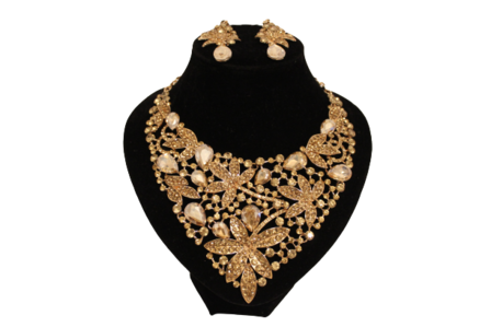 dames sieraden set goud kleur ketting in oorbellen