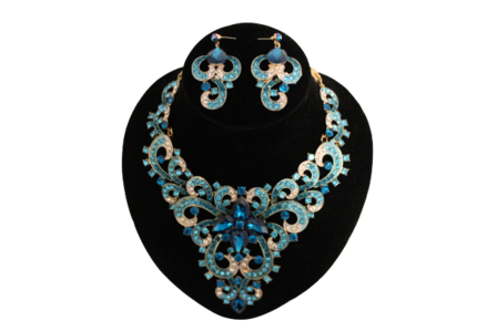 Dames sieraden set Licht blouw kleur ketting in oorbellen