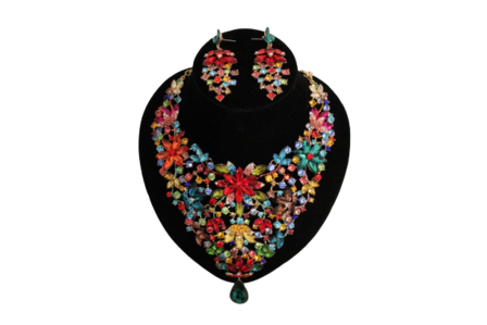 Dames sieraden set kleurrijk ketting in oorbellen