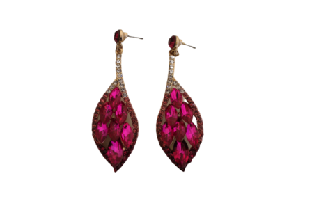 Dames sieraden set roze ketting in oorbellen