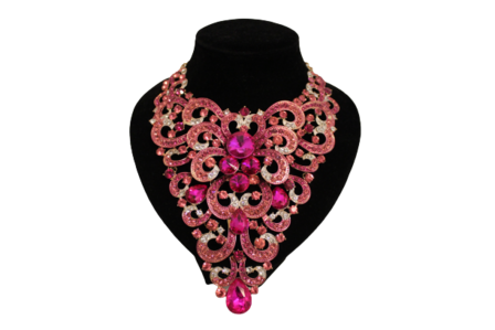 Dames sieraden set licht roze ketting in oorbellen