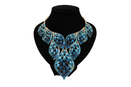 Dames sieraden set licht blouw ketting in oorbellen