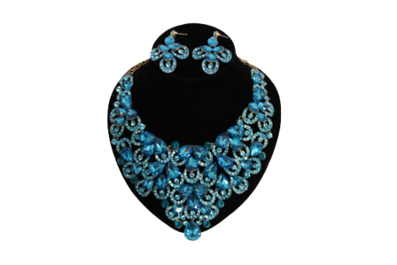 Dames sieraden set licht blouw ketting in oorbellen