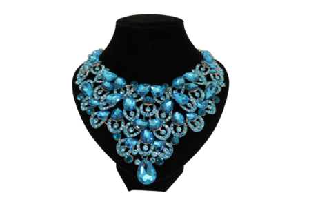 Dames sieraden set licht blouw ketting in oorbellen