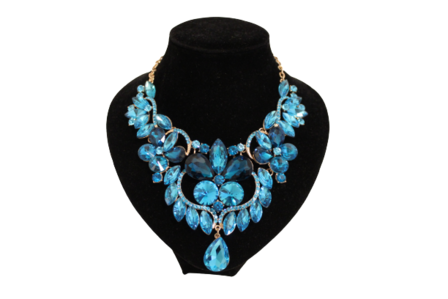 Dames sieraden set licht blouw ketting in oorbellen