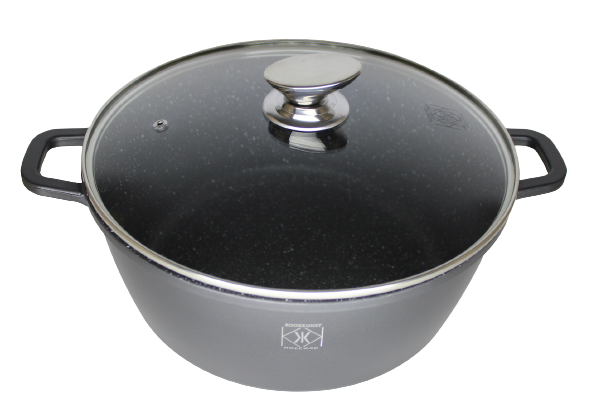 Kookkunst Holland braadpan met glazen deksel 40cm - marmeren coating - inductie - Non-stick - anti aanbaklaag-