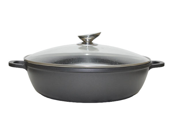 Honhay lage braadpan met glazen deksel 24cm - marmeren coating - inductie - Non-stick - anti aanbaklaag