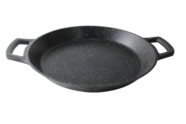 Kookkunst Holland paella pan Ø 32 cm met silicone koude handgrepen marmeren coating - inductie - Non-stick - anti aanbaklaag