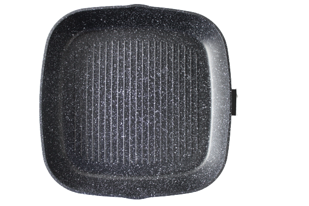 NeuMann grillpan vierkant Ø 28cm met afneembare handgreep marmeren coating - inductie - Non-stick - anti aanbaklaagen 