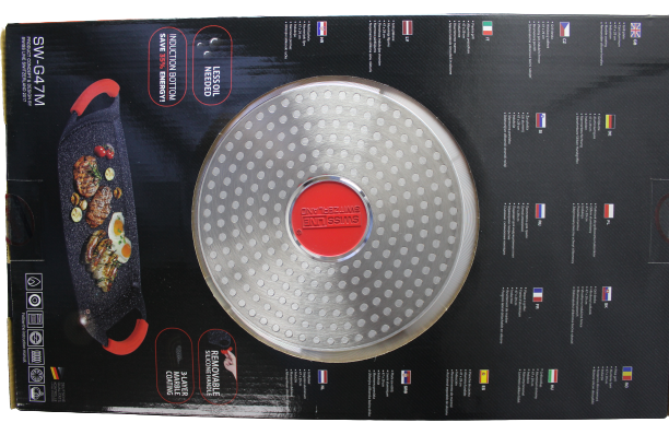 Swiss Line Grillplaat 47cm marmeren coating - inductie - Non-stick - anti aanbaklaagen