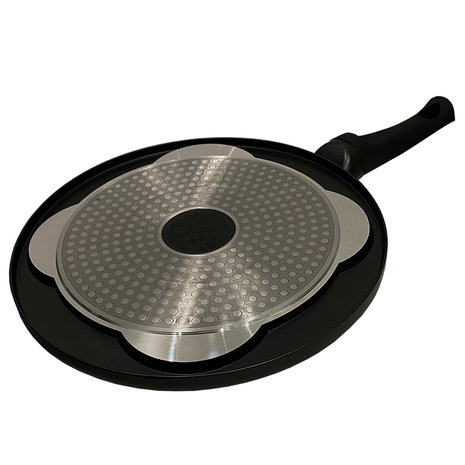 Cheffinger Crêpemaker pancake Ø 26 cm  koudgreep zwart marmeren coating - inductie - Non-stick - anti aanbaklaagen