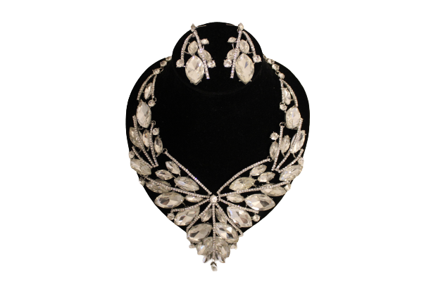 Dames sieraden set wit kleur ketting in oorbellen