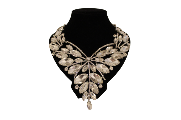 Dames sieraden set wit kleur ketting in oorbellen
