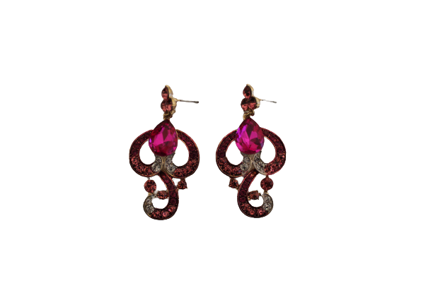 Dames sieraden set licht roze ketting in oorbellen