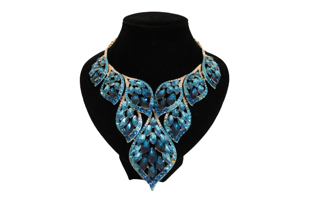 Dames sieraden set licht blouw ketting in oorbellen