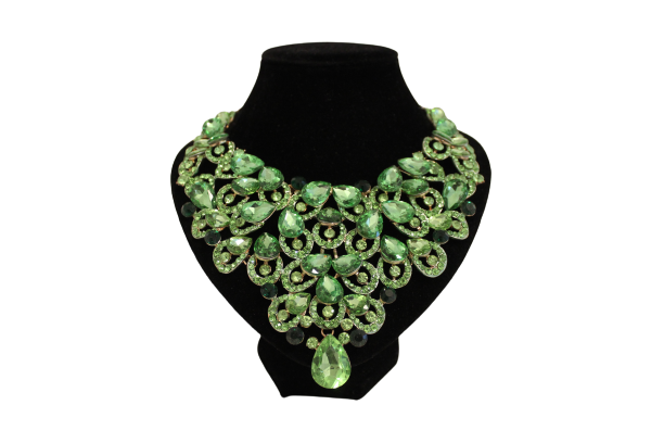 Dames sieraden set groen ketting in oorbellen