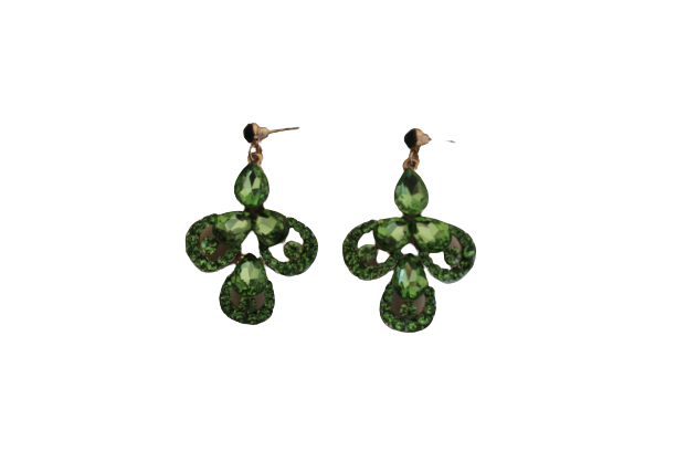 Dames sieraden set groen ketting in oorbellen