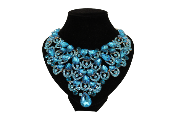 Dames sieraden set licht blouw ketting in oorbellen